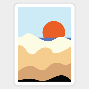 Minimalist Modern Sunset at The Beach Landscape Graphic Art Sticker